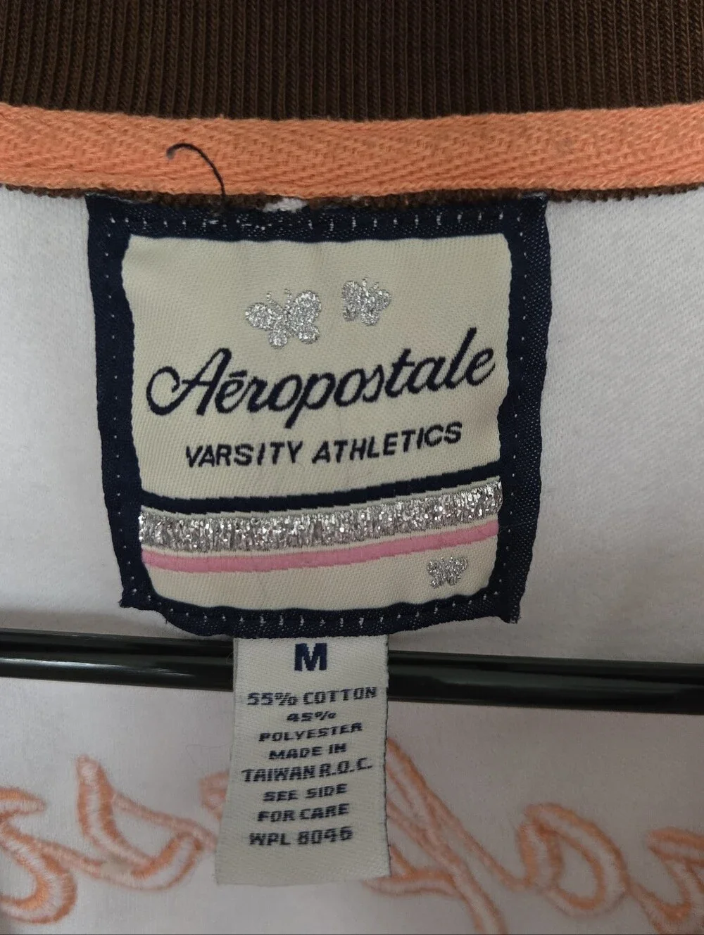 AEROPOSTLE | Y2K Two-Tone Brown and White Zip-Up Track Jacket